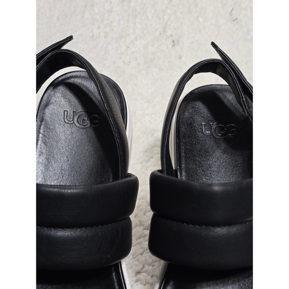 UGG‎ Ashton Slide Black Leather Puffy Platform Slingback Sandals 1124997 Mens 8 main image 6